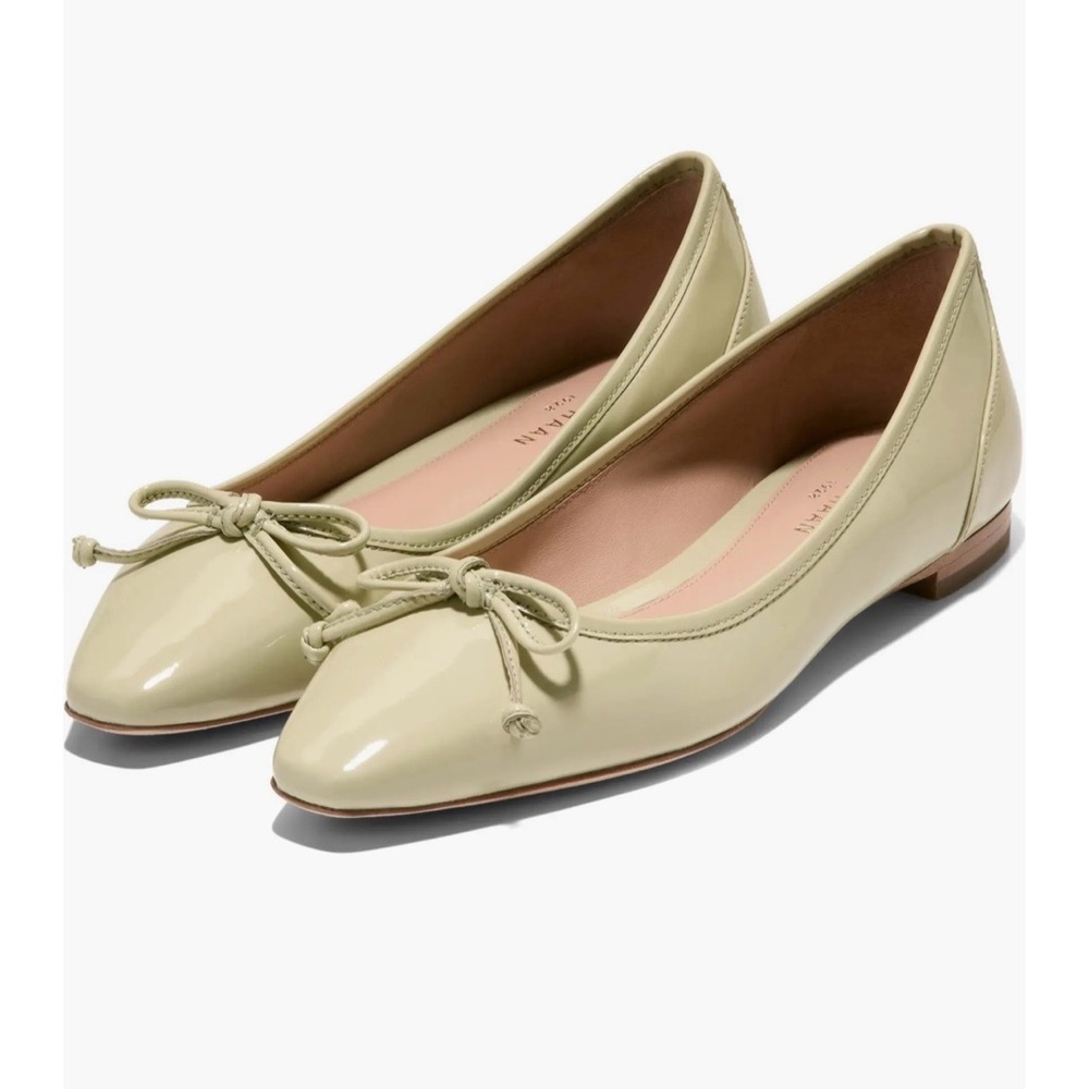 Cole Haan Light Green Patent Ballet Flats with Bow